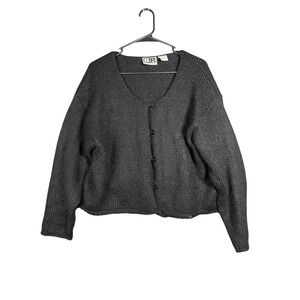 Y2K BP Nordstrom‎ Women's Black Mohair Blend Button Front Cardigan Sweater Large